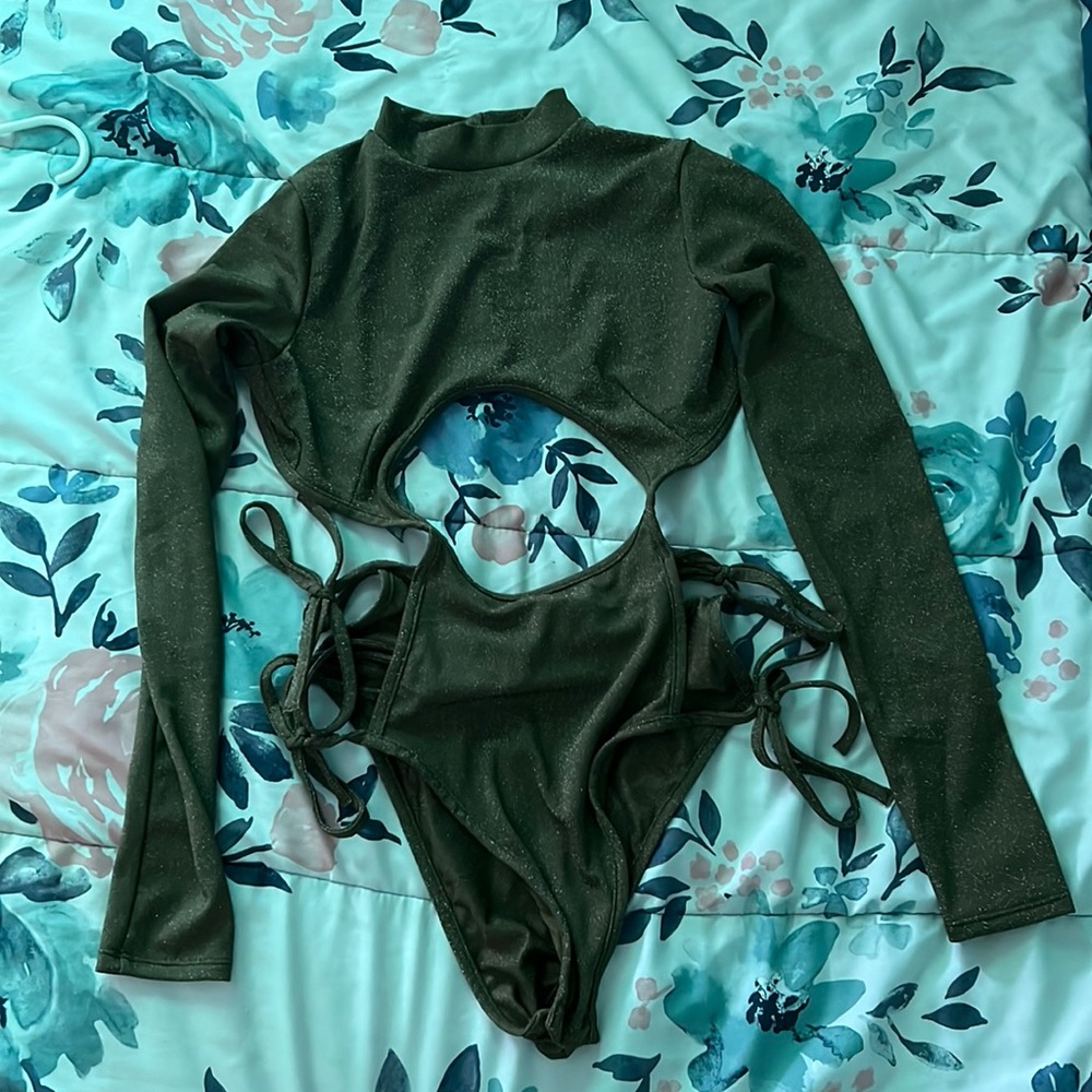 Olive green Savagexfenty “sleep and shine straps teddy” lingerie